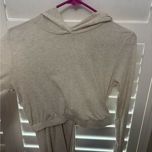 Fashion Nova Cream crop hoodie